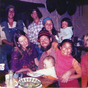 The family eating at the table.